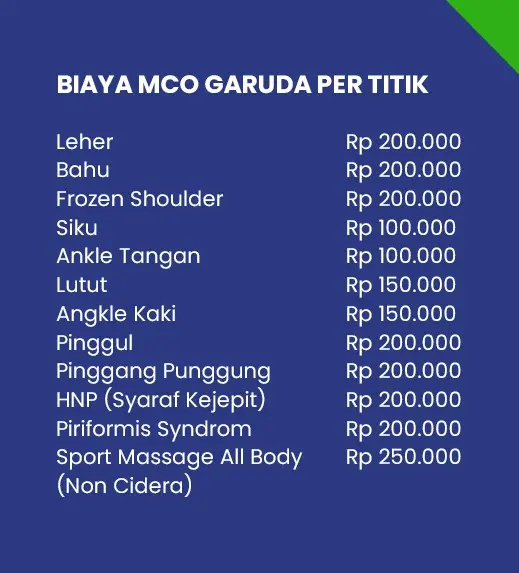 Biaya sport massage MCO Jakarta