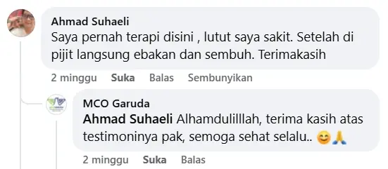 Testimoni sport massage Jakarta MCO 1